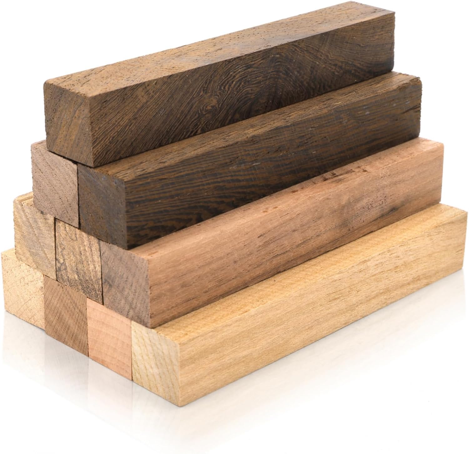 10 Pack Exotic Wood Pen Blanks, Wood Blanks for Pen Turning, Unfinished Carving Blocks, Hard Woodcarving Block for Pen Making Supplies DIY Crafts Gifts, Easy to Drill, 5'' x 3/4''