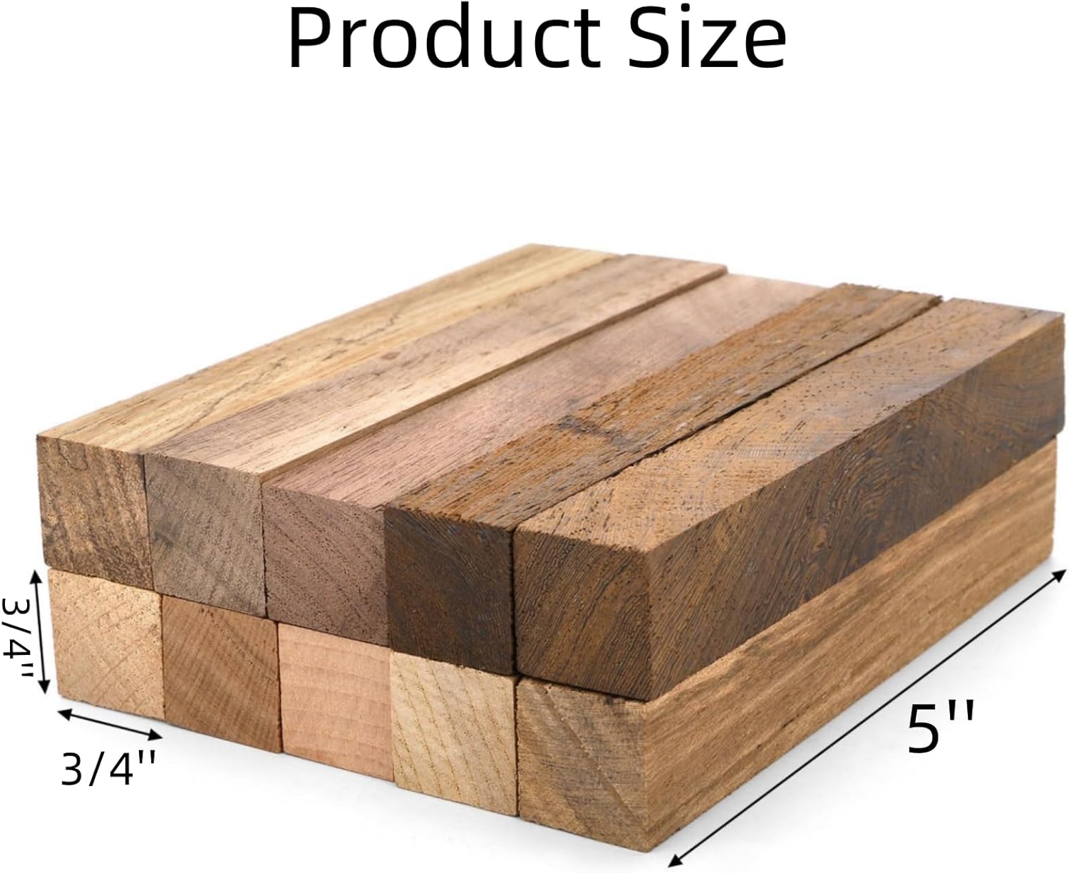 10 Pack Exotic Wood Pen Blanks, Wood Blanks for Pen Turning, Unfinished Carving Blocks, Hard Woodcarving Block for Pen Making Supplies DIY Crafts Gifts, Easy to Drill, 5'' x 3/4'' - Image 2