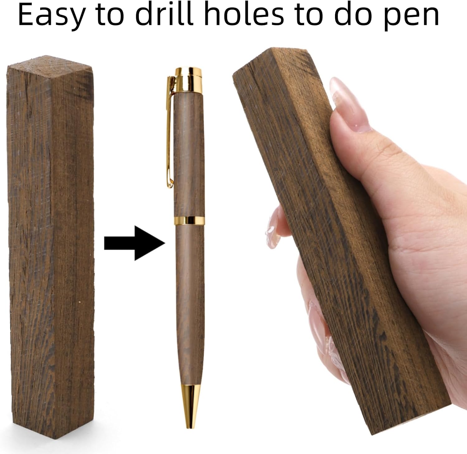 10 Pack Exotic Wood Pen Blanks, Wood Blanks for Pen Turning, Unfinished Carving Blocks, Hard Woodcarving Block for Pen Making Supplies DIY Crafts Gifts, Easy to Drill, 5'' x 3/4'' - Image 4