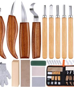 26-in-1 Wood Carving Kit with Detail Wood Carving Knife, Whittling Knife, Wood Chisel Knife, Gloves, Carving Knife Sharpener for Spoon, Bowl, Kuksa Cup