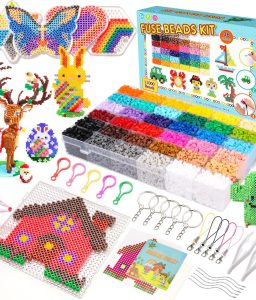 Meland Fuse Beads Kit - 11,000 pcs 36 Color Beads for Craft for Girls Age 5-12 Year Old,5MM Melty Beads Set Including 5 Pegboards, Ironing Paper & Chain Accessories Iron Beads Christmas Birthday Gift